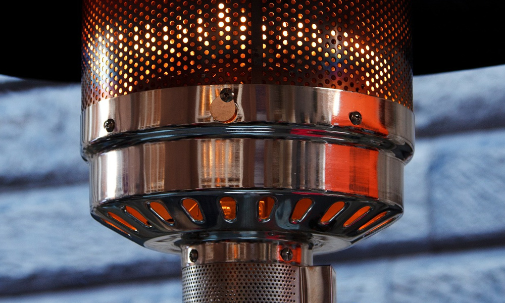 close up of a patio heater element