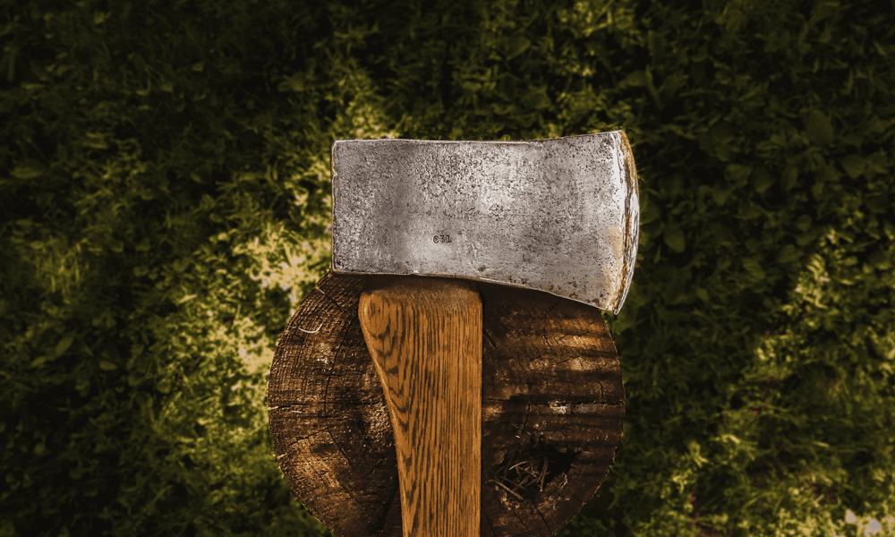 close up of a axe