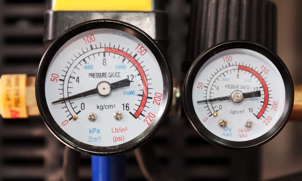 two air compressor regulator gauge