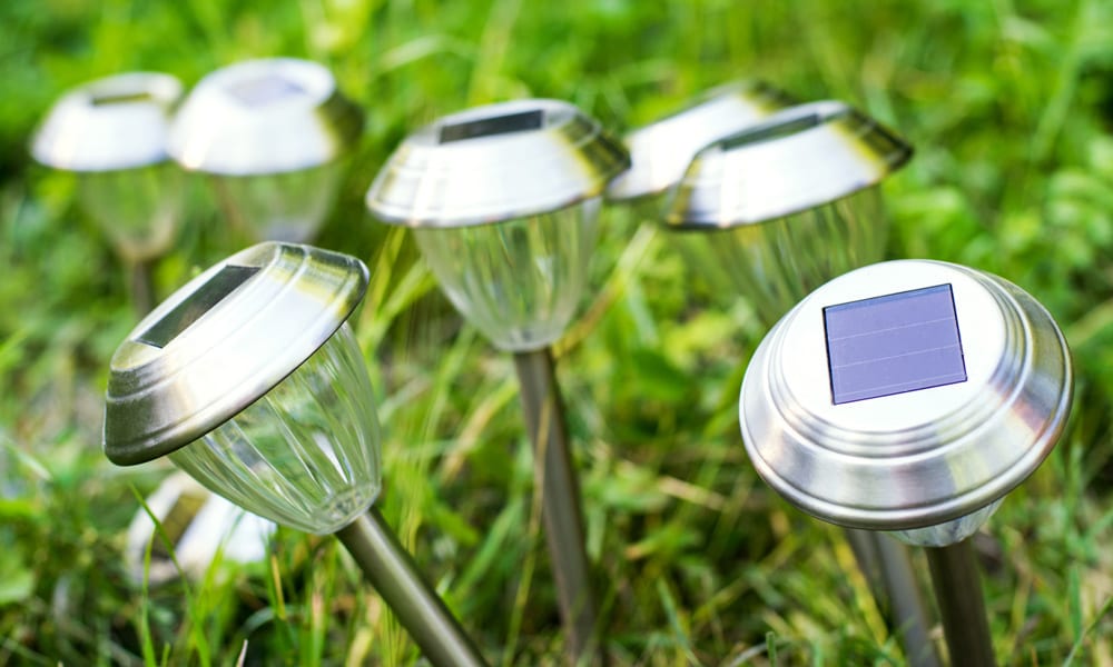 Solar lights in grass
