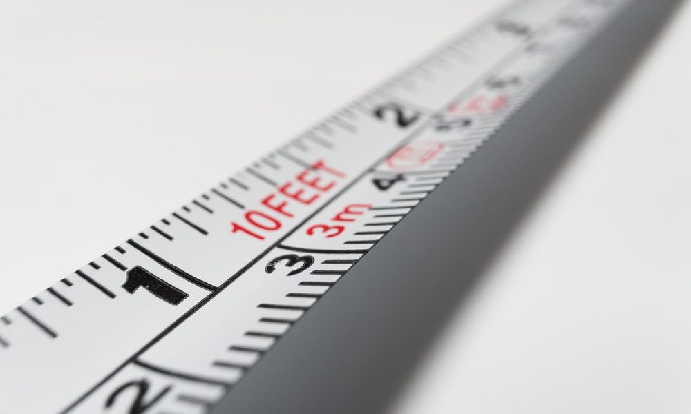 close up of a white tape measure