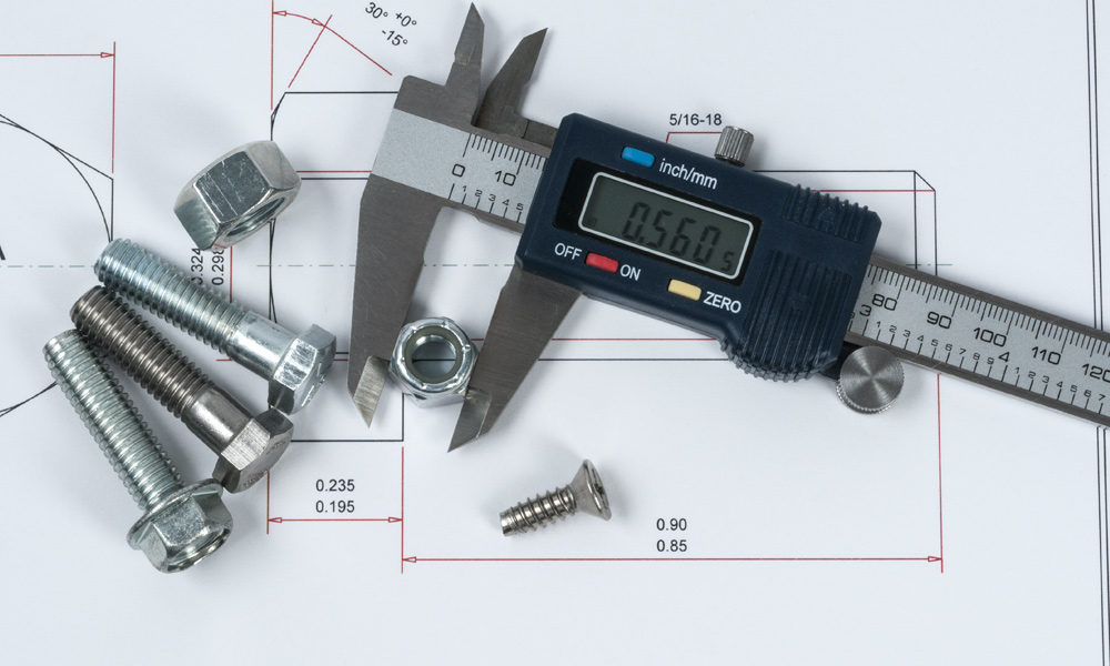 digital Caliper measuring bolts and nuts