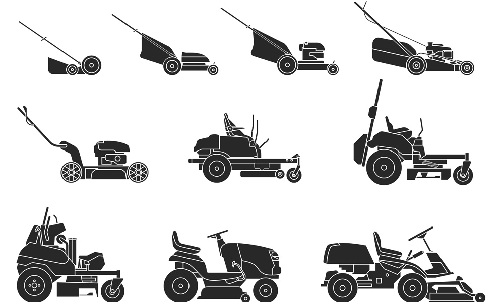 Image of different lawn mowers